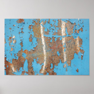 Corroded-metal1617 BLUE RUST TEXTURES METALS SHINY Poster