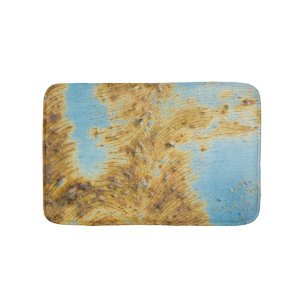 Corroded White Metal: Rust Streaks Texture Bath Mat