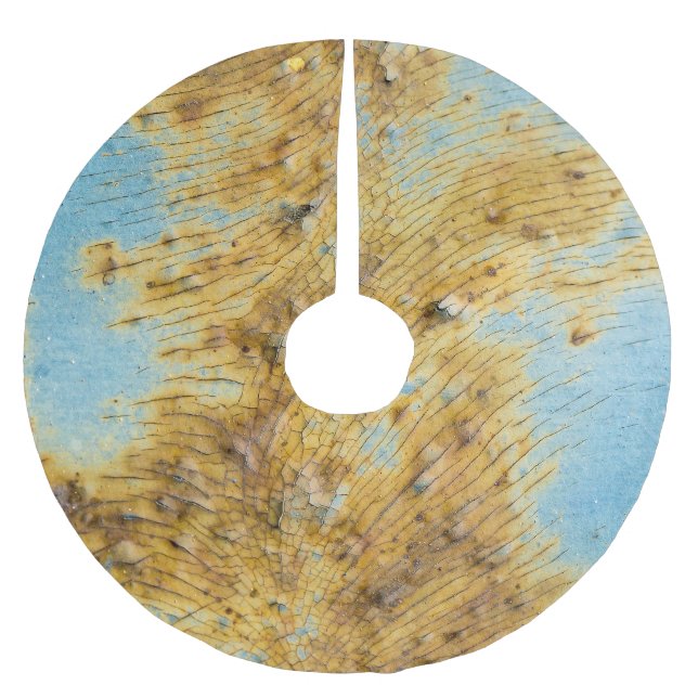 Corroded White Metal: Rust Streaks Texture Brushed Polyester Tree Skirt (Front)