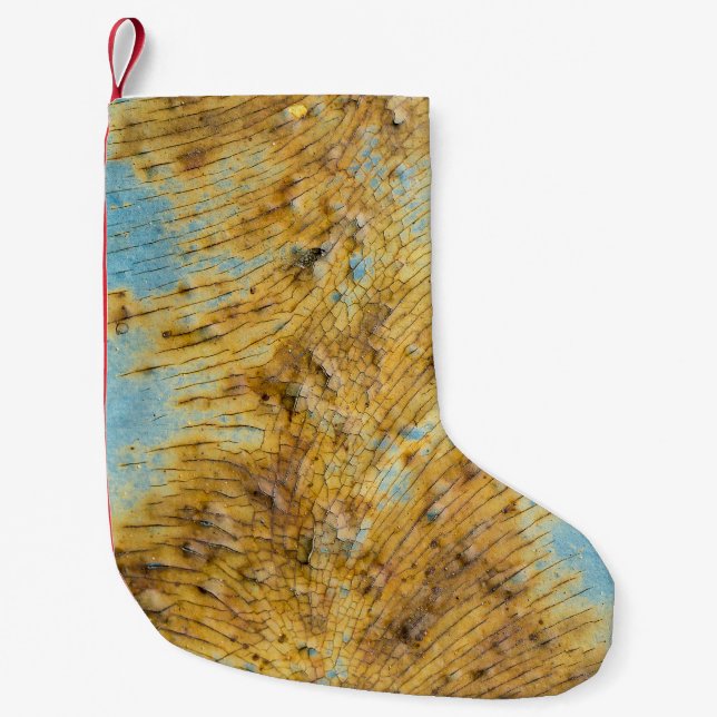 Corroded White Metal: Rust Streaks Texture Small Christmas Stocking (Front)