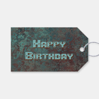 Corrosion "Copper" print Happy Birthday green back Gift Tags