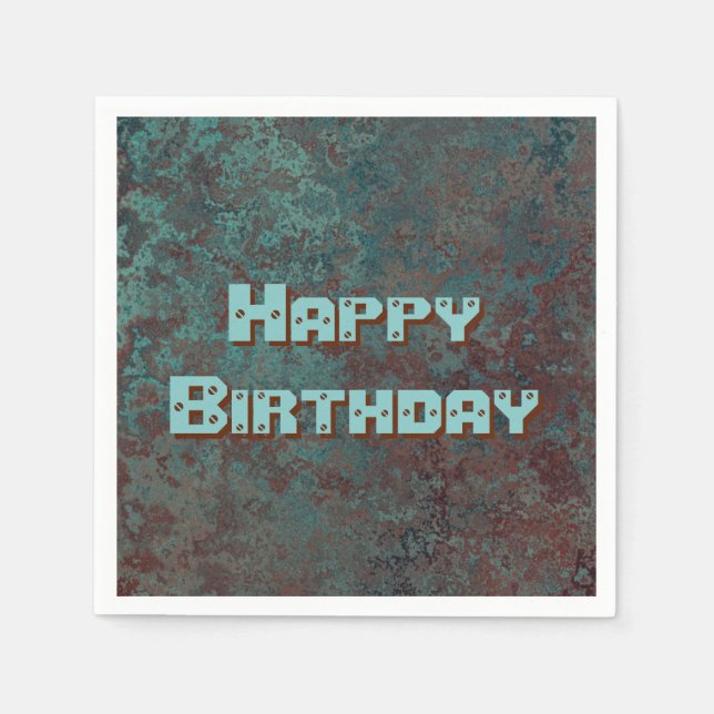 Corrosion "Copper" print Happy Birthday Napkin (Front)