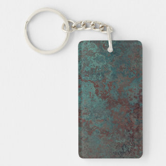 Corrosion "Copper" print rectangle double sided Key Ring