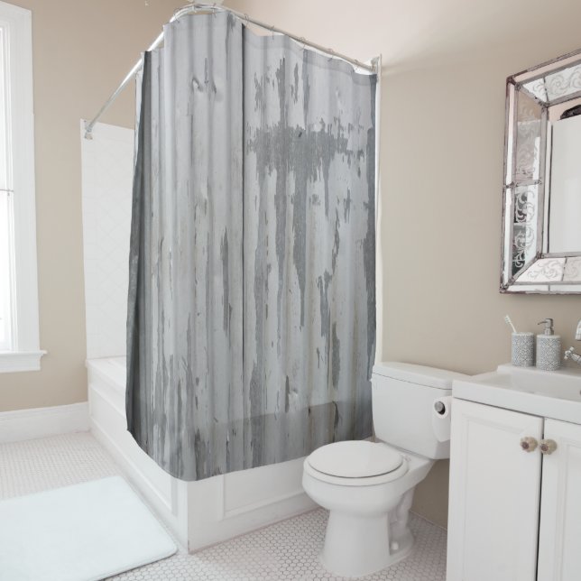 Corrugated Metal look Shower Curtain (In Situ)