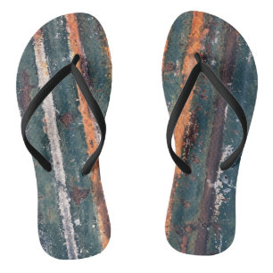 Corrugated rust distressed texture blue green red jandals