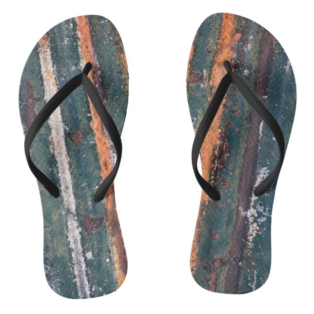 Corrugated rust distressed texture blue green red jandals (Footbed)