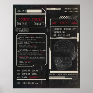 Corrupted - Techno-Brutalist Streetwear Design Poster