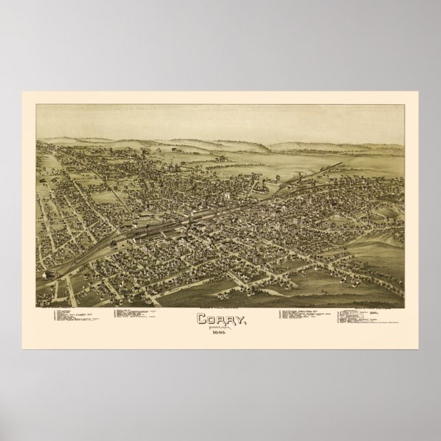 Corry, PA Panoramic Map - 1895 Poster (Front)