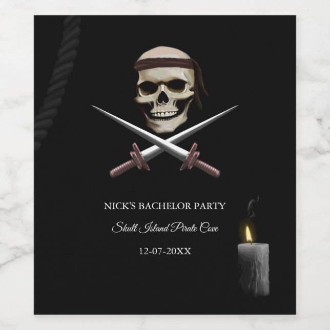Corsair Pirate themed sea rover Bachelor/Birthday Wine Label (Single Label)