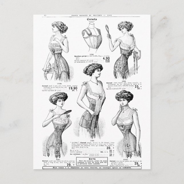 Corset Ad Paris Winter 1909-1910 Postcard (Front)