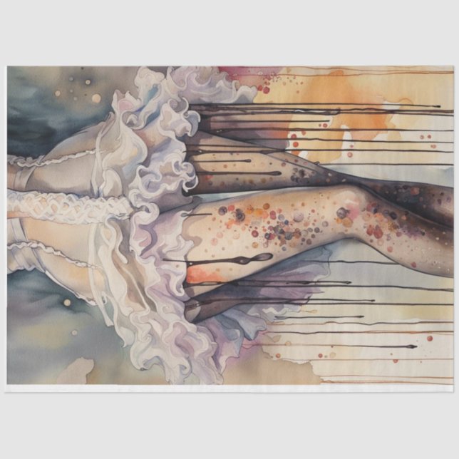 Corset and Stockings Watercolor Decoupage Paper (Front)