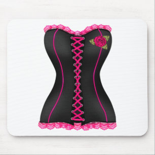 Corset Black Pink rose Mouse Pad