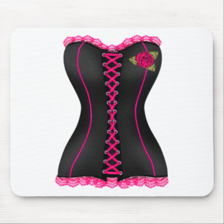Corset Black Pink rose Mouse Pad