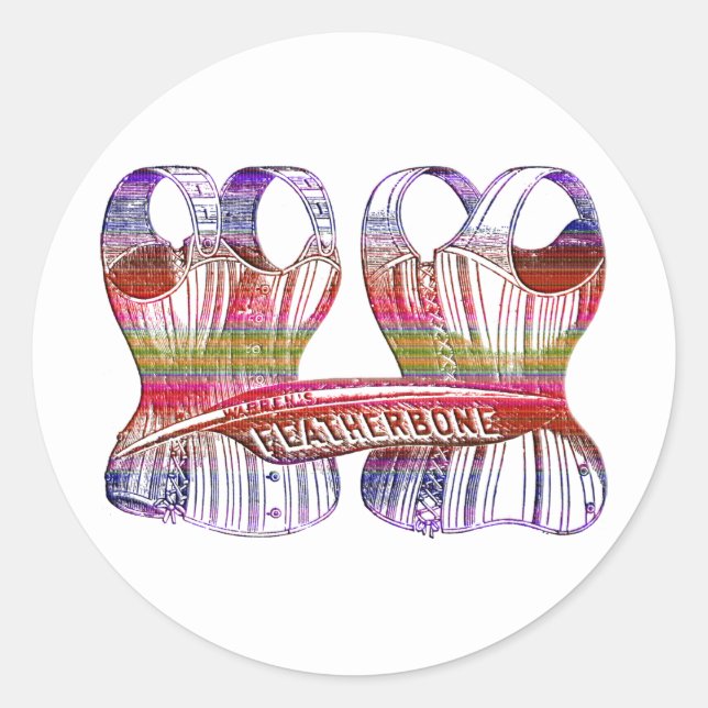 Corset Bustier Victorian Fashion 1800s underwear Classic Round Sticker (Front)