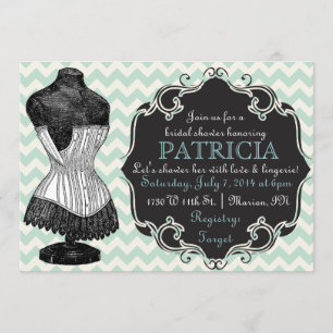 Corset Chevron Bridal Shower Lingerie Invitation