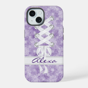 Corset Lacing On Purple With Name iPhone 15 Case
