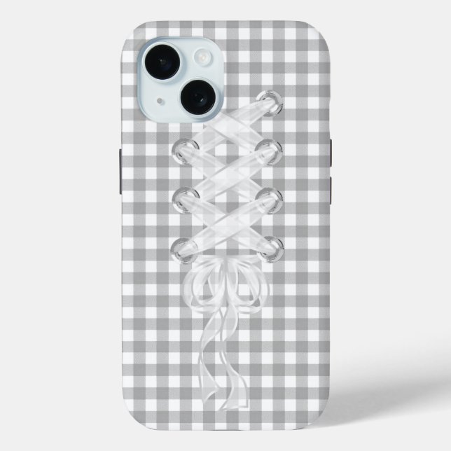 Corset Ribbon Lacing On Gingham Case-Mate iPhone Case (Back)