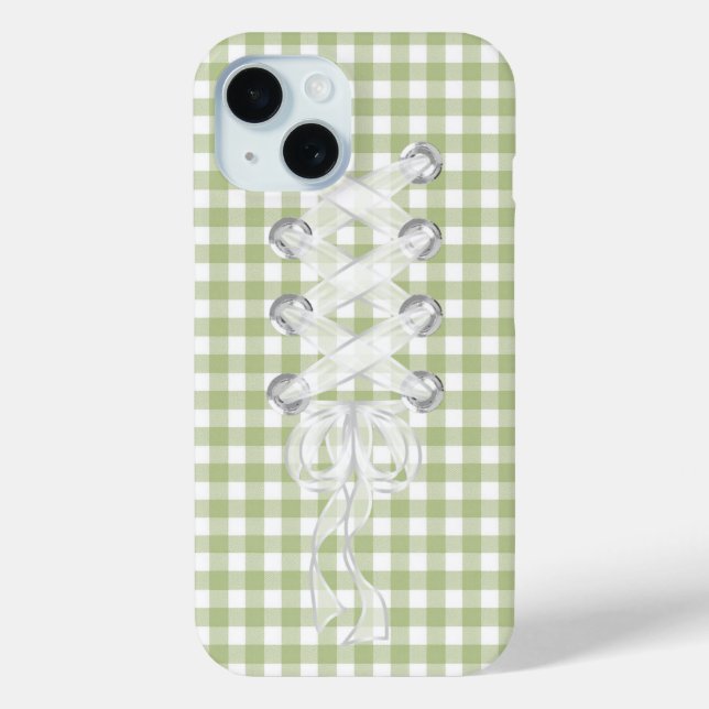 Corset Ribbon Lacing On Gingham Case-Mate iPhone Case (Back)