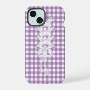 Corset Ribbon Lacing On Gingham iPhone 15 Case