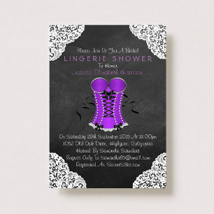 Corset White Lace Chalkboard Lingerie Shower Invitation