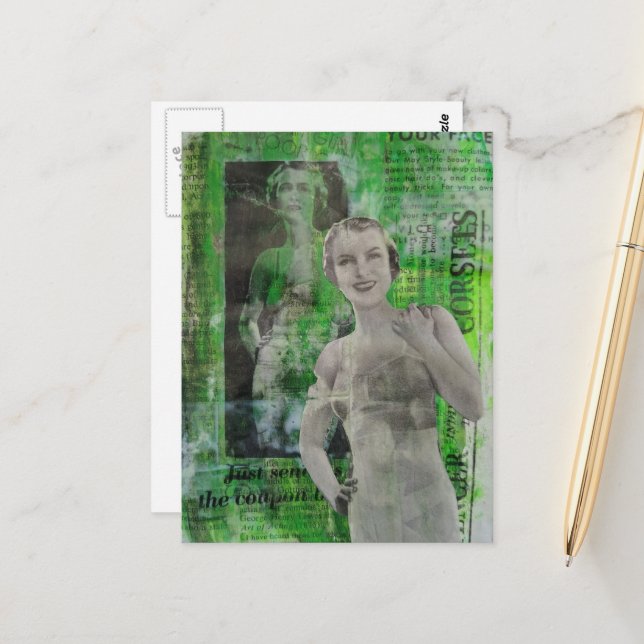 Corsets Woman Mixed media collage Postcard (Front/Back In Situ)