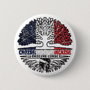 Corsica Corsican French France Tree Roots Flag 6 Cm Round Badge