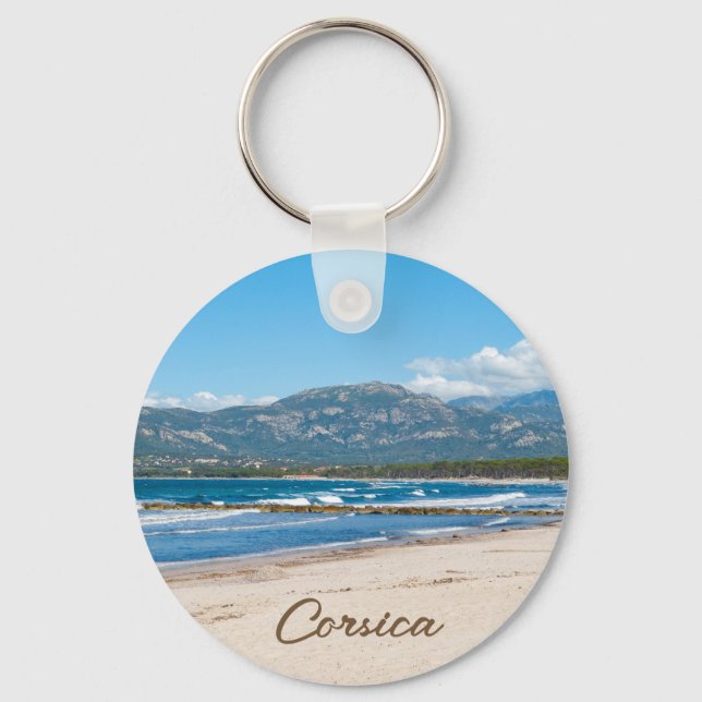 Corsica France Beach and Mountains Photo Souvenir Key Ring (Front)
