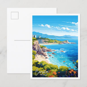 Corsica France travel Vintage illustration Postcard