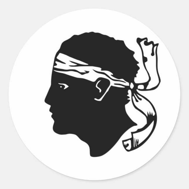 Corsica island france Corse region flag moor head Classic Round Sticker (Front)