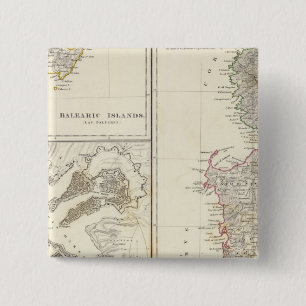 Corsica, Sardinia, Balearic Islands, Valletta 15 Cm Square Badge