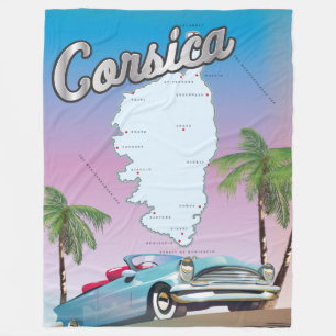Corsica travel poster fleece blanket
