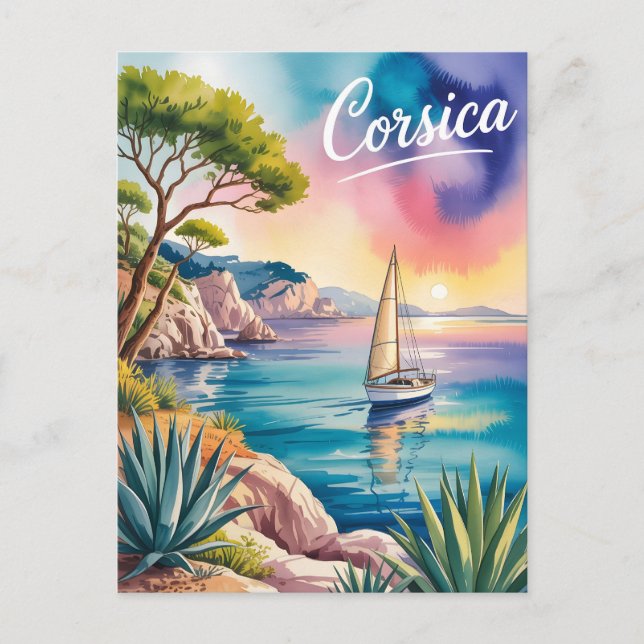 Corsica watercolor postcard (Front)