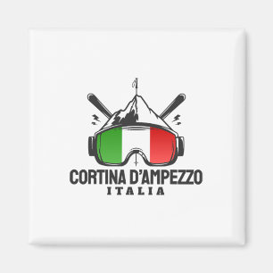 Cortina D'ampezzo Italy Retro Ski Resort Skiing Magnet