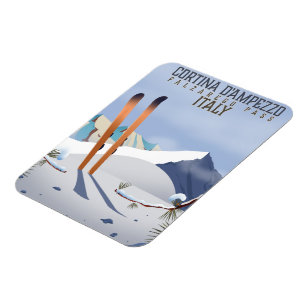 Cortina d'Ampezzo Italy Ski poster Art Print Magnet