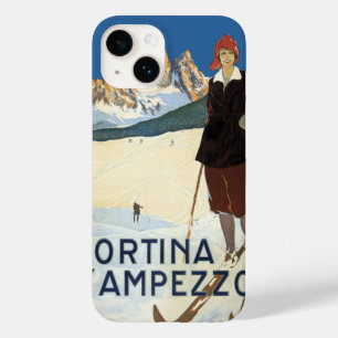 Cortina d'Ampezzo, Italy, Vintage Travel Ski Alps Case-Mate iPhone 14 Case