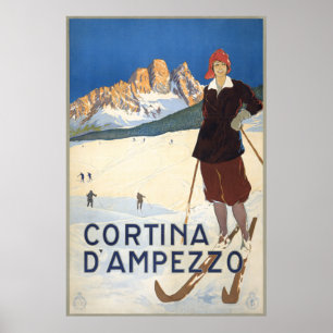 Cortina d'Ampezzo Vintage Ski poster