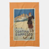 Cortina D'Ampezzo Vintage Skiing Poster