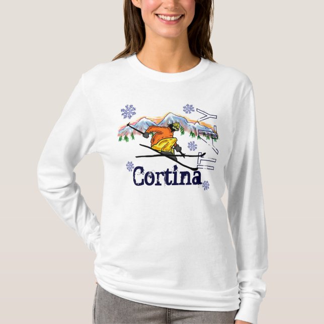 Cortina Italy mountain ski hoodie T-Shirt (Front)