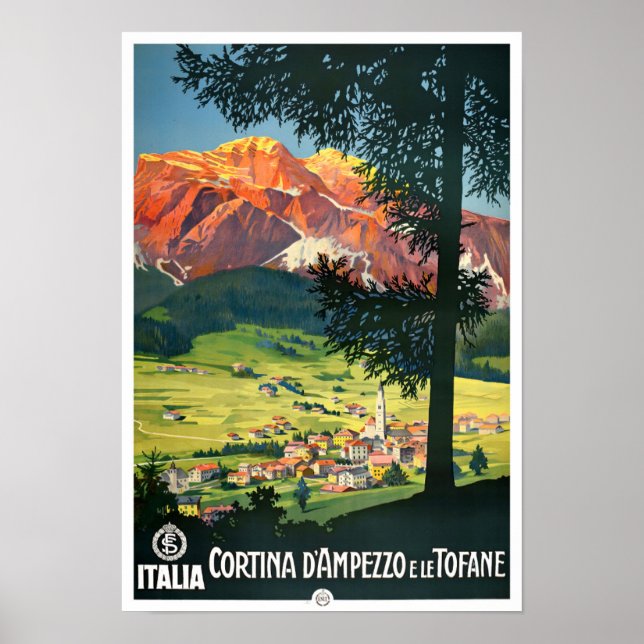 Cortina Italy vintage travel Poster (Front)