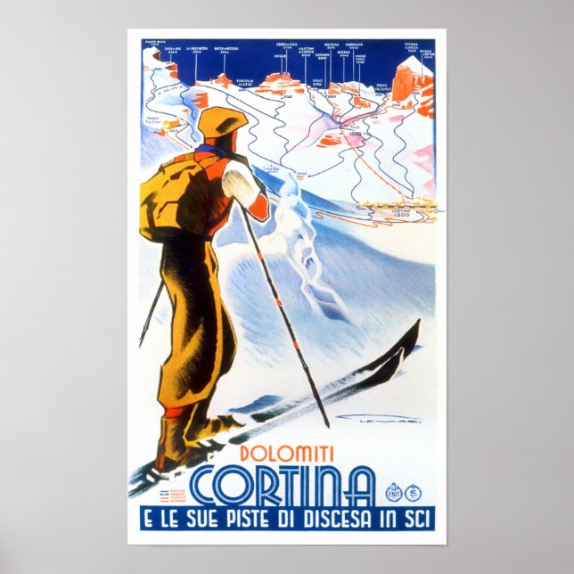 Cortina Italy vintage travel Poster (Front)