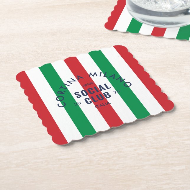 Cortina Milano Apres Social Club Italia Party Paper Coaster (Angled)