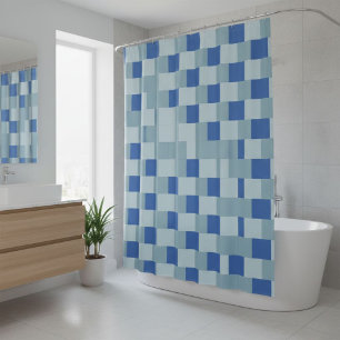 Cortina, shower, checkered, blue, light blue shower curtain