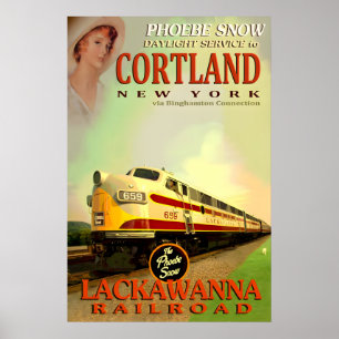 CORTLAND New York Lackawanna Railroad PHOEBE SNOW Poster