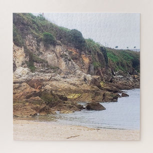 Coruna, Spain   Sandy Beach Next To Cliffs Jigsaw Puzzle