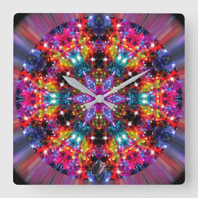 Coruscation Stellar Kaleid Square Wall Clock (Front)