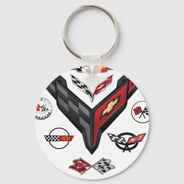 CORVETTE 8 GENERATIONS BADGE KEY RING (Front)
