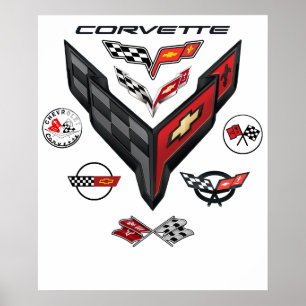 CORVETTE 8 GENERATIONS BADGE POSTER