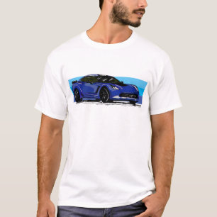 Corvette C7 Blue Sportscar with Blue Stripe  T-Shirt
