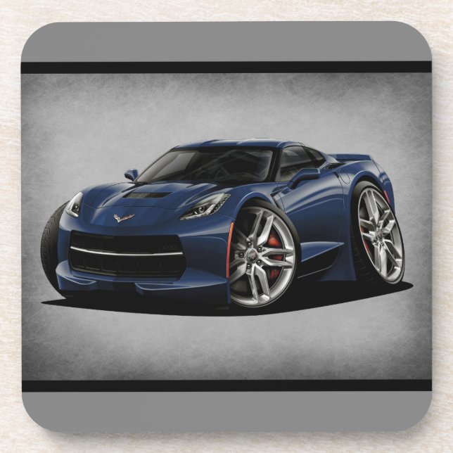 Corvette C7 Night Race Blue Special Edition 6 Set Coaster (Front)