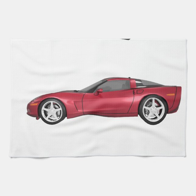 Corvette: Candy Apple Finish Tea Towel (Horizontal)
